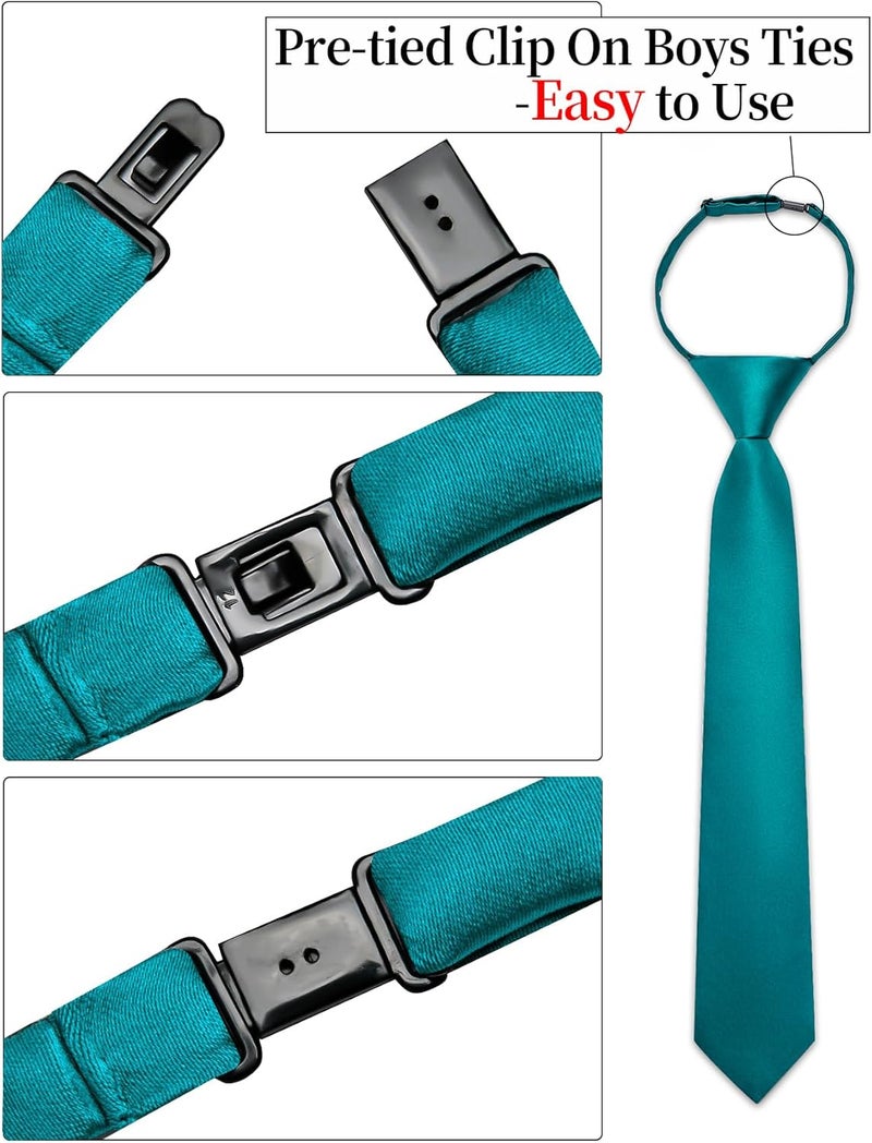 Ailisus Store Boys Tie Solid Color Silk Satin Pre-tied Kids Necktie for Age 8-12 Adjustable Formal Wedding School Graduation - Image 4